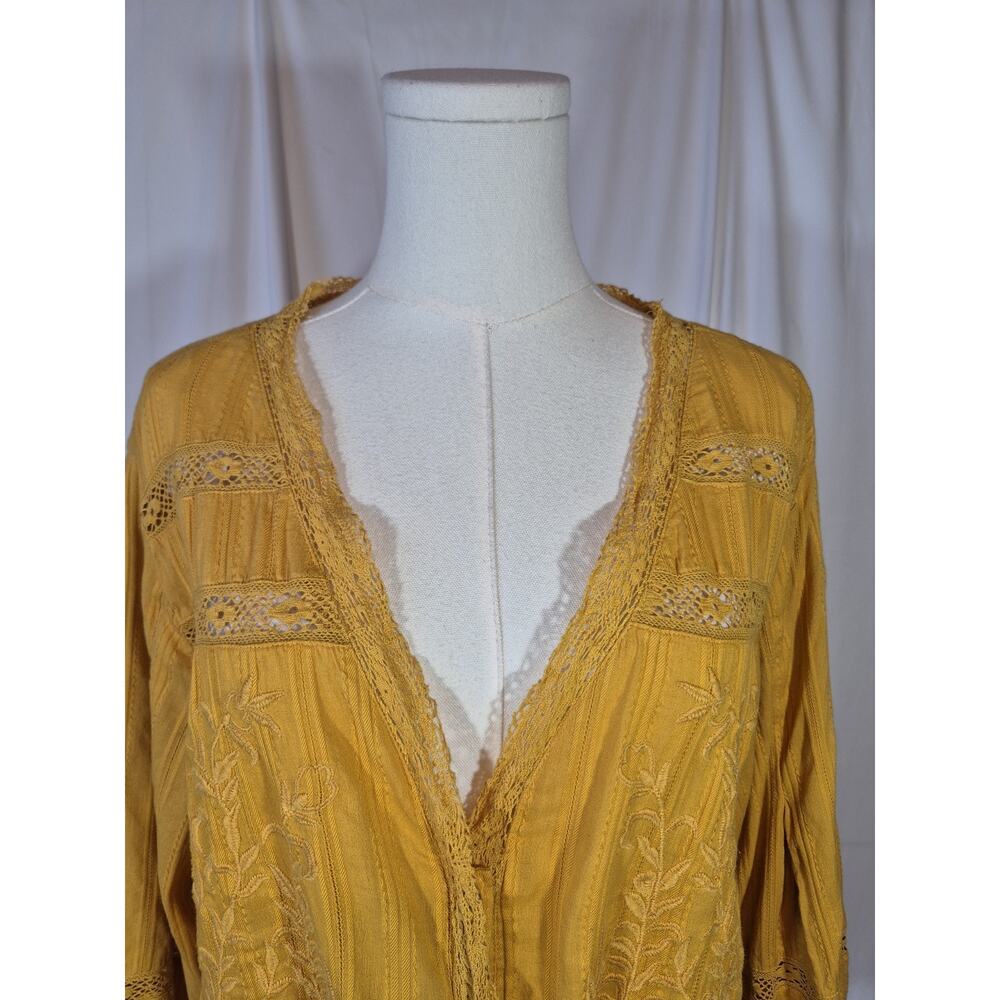 Free People Follow Your Heart Embroidered Crop Top in Gold Medium - Picture 5 of 13